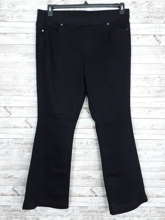 Isaac Mizrahi Womens Bootcut Jeans 18W Pullon Stretch Black 746A - Picture 1 of 7
